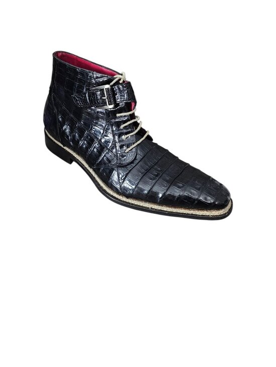 Mezlan Men\'s Genuine Crocodile Buckle Lace Up Luxury Dress Boot in Black 11.5 main image 10